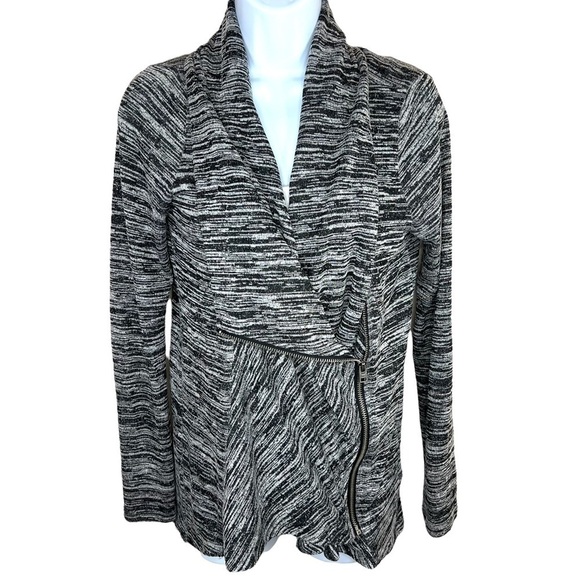 M Hollister Grey & Black Long Sleeve Zip Up Shrug Medium Stretch 8 10 - Picture 1 of 8